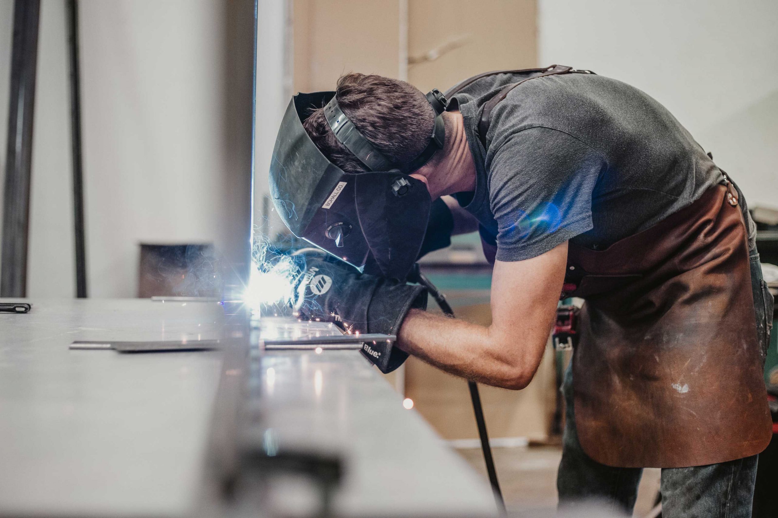 Welder at work in the fabrication shop
